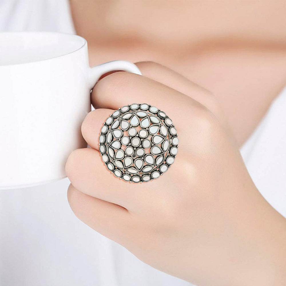 Etnico Silver-Plated Brass Adjustable Ring (Women)