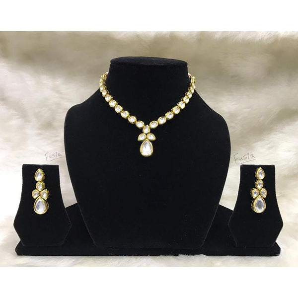 Tarangavi White Kundan Gold Plated Necklace Set - FNV-180