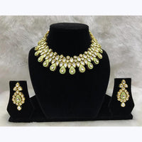 Tarangavi Green Meenakari And Kundan Gold Plated Necklace Set - FNV-2011