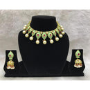 Tarangavi Green Meenakari And Kundan Gold Plated Necklace Set - FNV-2017