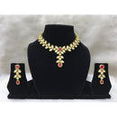 Tarangavi Maroon And White Kundan Gold Plated Choker Necklace Set - FNV-2035