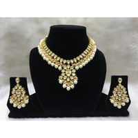 Tarangavi White Beads And Kundan Choker Necklace Set - FNV-2046