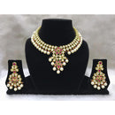 Tarangavi White Beads And Kundan Choker Necklace Set - FNV-2050