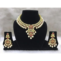 Tarangavi White Beads And Kundan Choker Necklace Set - FNV-2050