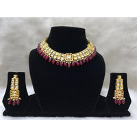 Tarangavi Purple Beads And Kundan Choker Necklace Set - FNV-2051