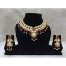 Tarangavi Maroon Beads And Kundan Choker Necklace Set - FNV-2054
