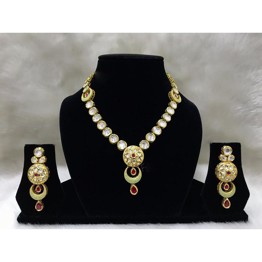 Tarangavi Green Meenakari And Kundan Necklace Set - FNV-2062