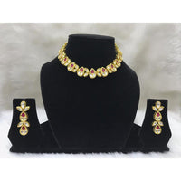 Tarangavi Maroon And White Kundan Choker Necklace Set - FNV-2063