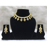 Tarangavi White Kundan Gold Plated Choker Necklace Set - FNV-2076