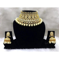 Tarangavi White Beads And Kundan Choker Necklace Set - FNV-2089