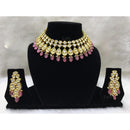 Tarangavi Pink Beads And Kundan Choker Necklace Set - FNV-2098