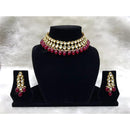 Tarangavi Maroon Beads And Kundan Choker Necklace Set - FNV-2159