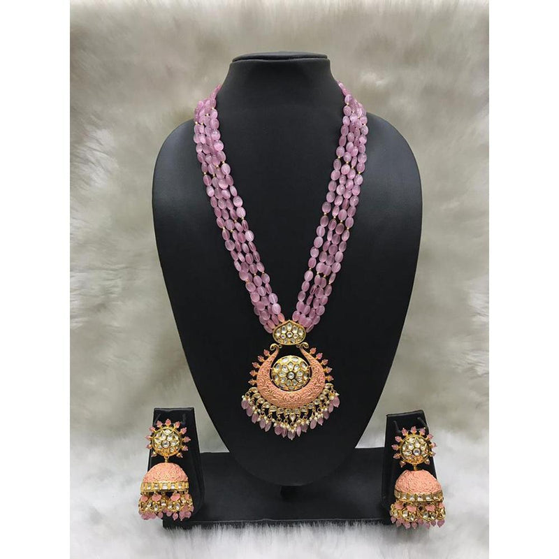 Tarangavi Purple Beads And Kundan Long Necklace Set - FNV-2186