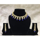 Tarangavi Blue Beads And Kundan Choker Necklace Set - FNV-486