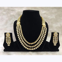 Tarangavi White Kundan Gold Plated Long Necklace Set - FNV-924