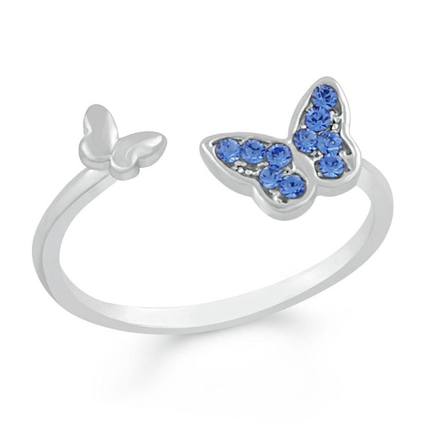 Bhavi Jewels Silver Plated Austrian Stone Adjustable Ring