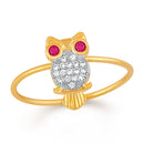 Mahi Nocturnal Owl Finger Ring With Cz Stones