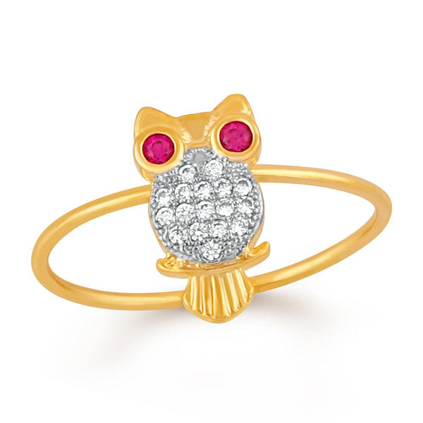 Mahi Nocturnal Owl Finger Ring With Cz Stones