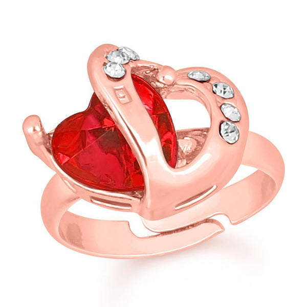 Bhavi Jewels Rose Gold Plated Austrian Stone Adjustable Ring