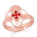 Mahi Rose Gold Plated Exquisite Designer Love Finger Ring With Crystal