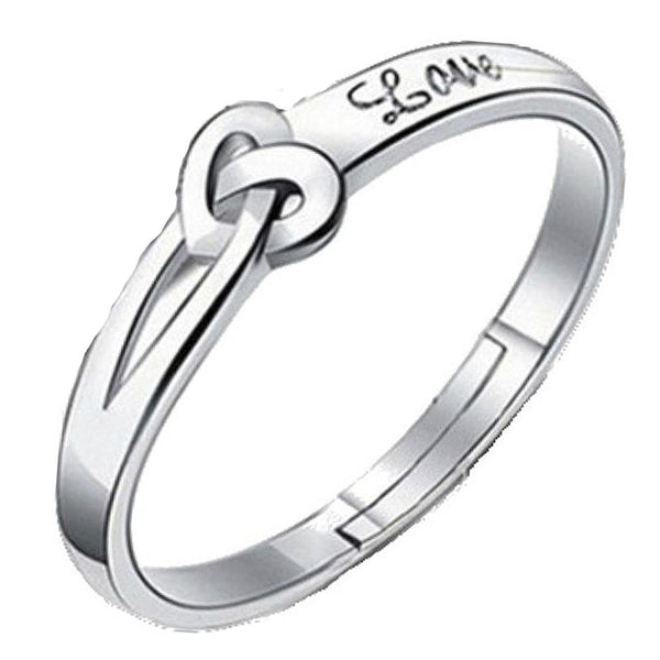 Mahi Heart Love Silver Color Adjustable Finger Ring for Men (FR1103117R)