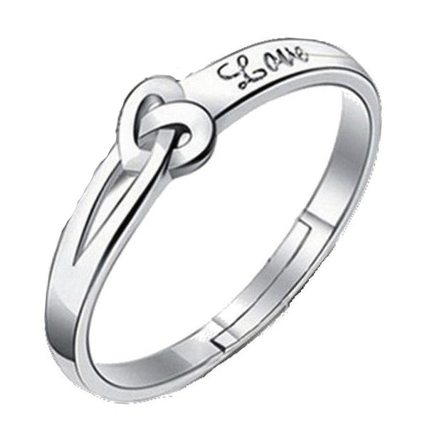 Mahi Heart Love Silver Color Adjustable Finger Ring for Women (FR1103118R)