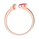 Mahi Tripple Heart Red Meena Work Rosegold Plated Adjustable Finger Ring for Women (FR1103128ZRed)