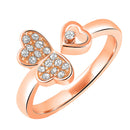 Mahi Tripple Heart Rosegold Plated Adjustable Finger Ring with Crystal for Women (FR1103129ZWhi)