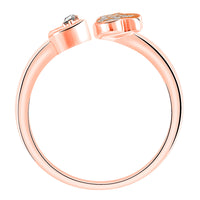 Mahi Tripple Heart Rosegold Plated Adjustable Finger Ring with Crystal for Women (FR1103129ZWhi)