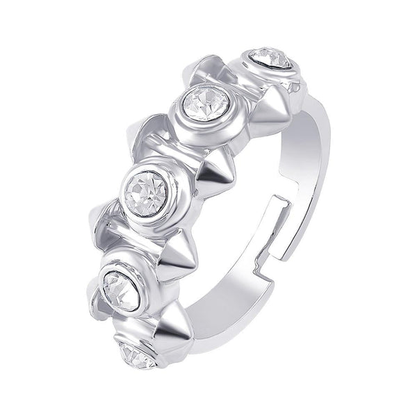 Bhavi Jewels Silver Plated Austrian Stone Adjustable Ring