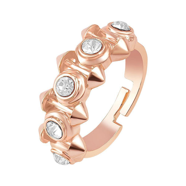 Mahi Dual Side Spikes Ethereal Solitaire Crystal Adjustable Finger Ring for Women (FR1103133ZWhi)