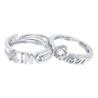 Mahi Valentine Special King and Queen Adjustable Couple Finger Rings for Love with Crystals (FRCO1103143R)