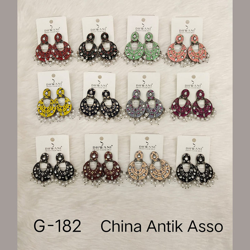 Dhwani Black Plated Dangler Earrings (Assorted Color)