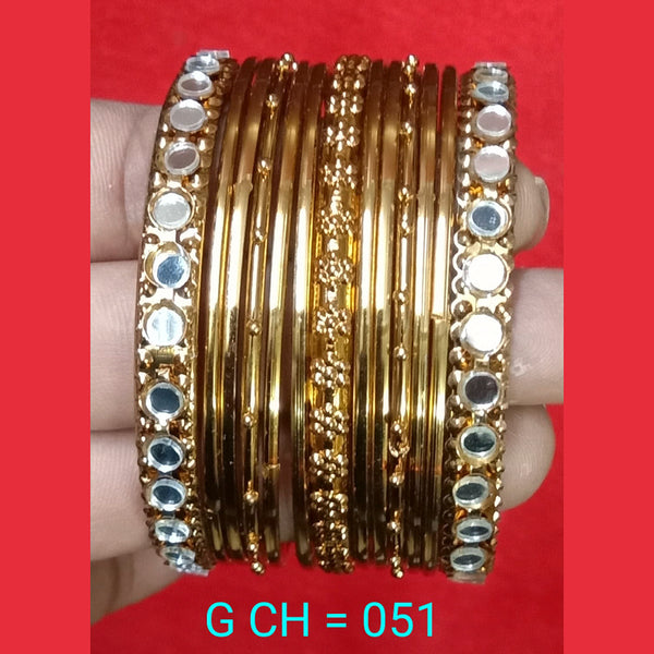 Shree Asha Bangles Gold Plated Pack Of 12 Bangles Set - G CH = 051