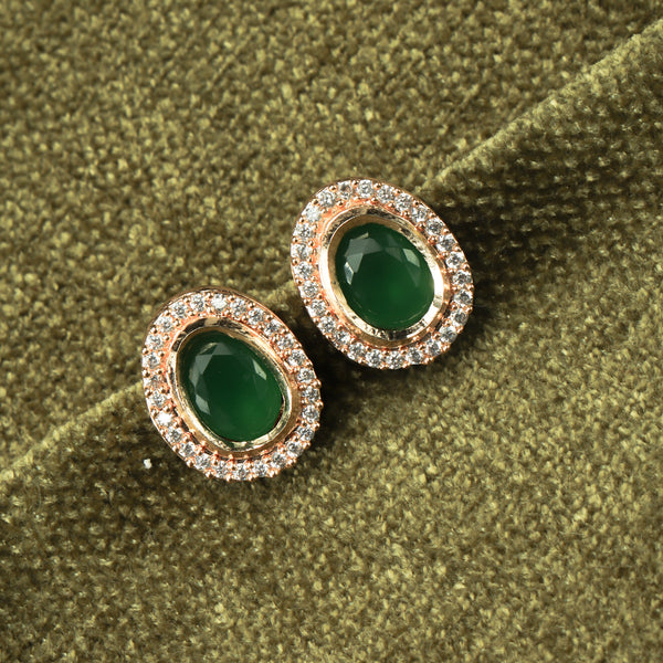 Nipura Golden Emerald Zircon Stud Earrings