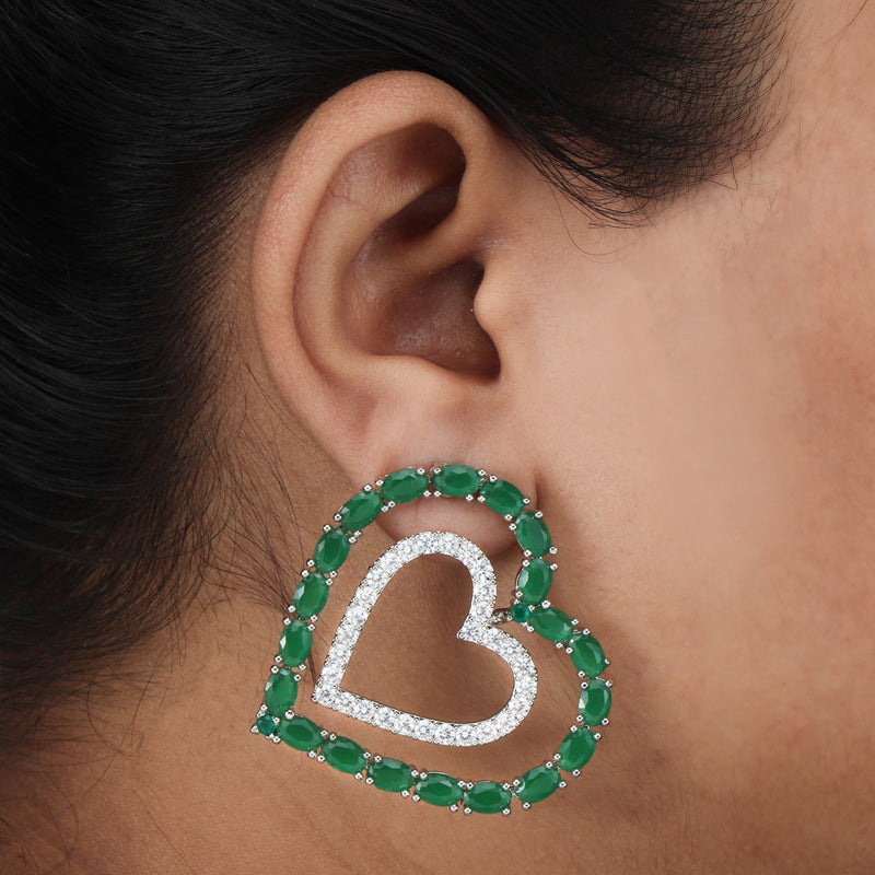 Nimbarkgems&jewellery Women Heart Shape Silver Earrings at Rs 199/pair in  Jaipur