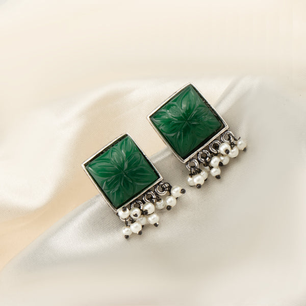 Nipura Green Pearly Sanna Stud Earrings