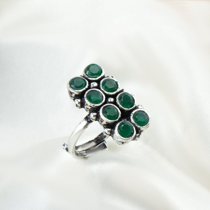 Nipura Green Polki Statement Ring