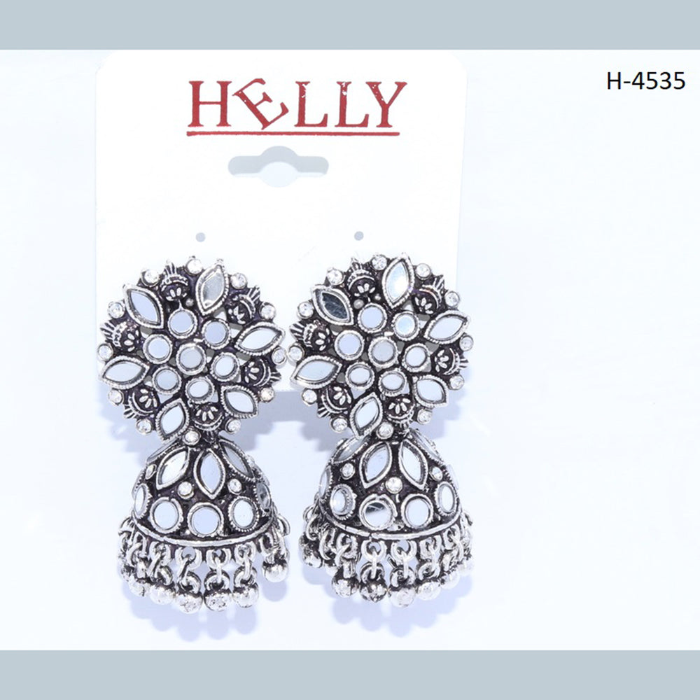 Corbeda Fashion Oxidised plated Mirror Jhumki Earrings