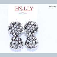 Corbeda Fashion Oxidised plated Mirror Jhumki Earrings