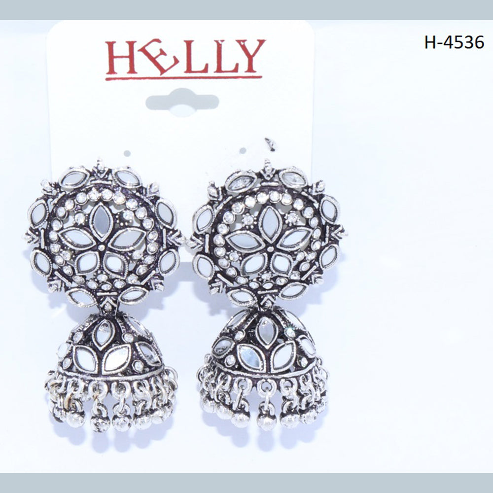Corbeda Fashion Oxidised plated Mirror Jhumki Earrings