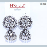 Corbeda Fashion Oxidised plated Mirror Jhumki Earrings