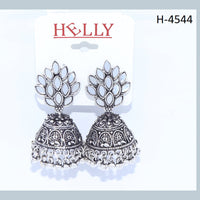 Corbeda Fashion Oxidised plated Mirror Jhumki Earrings