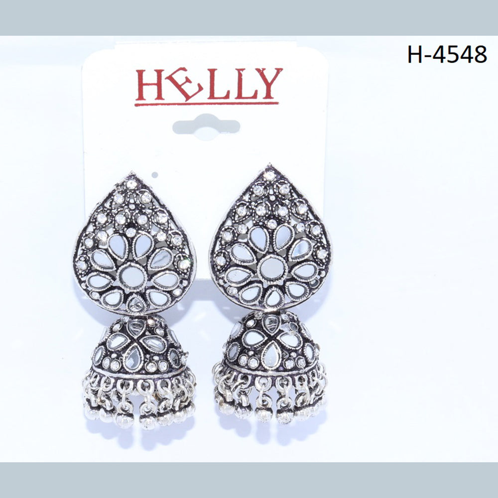 Corbeda Fashion Oxidised plated Mirror Jhumki Earrings