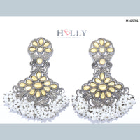 Corbeda Fashion Oxidised plated Assorted Color Mirror Jhumki Earrings