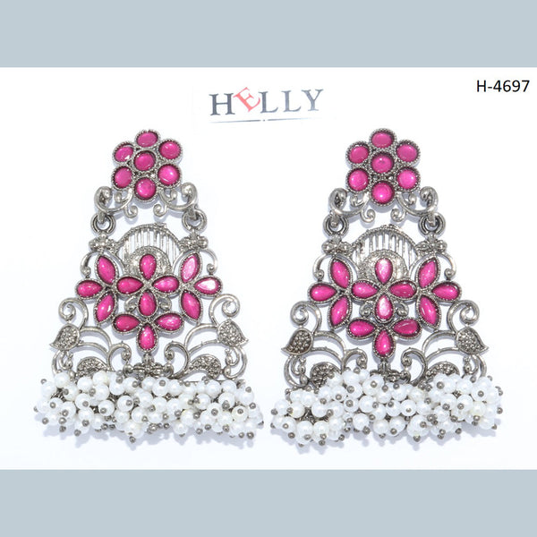 Corbeda Fashion Oxidised plated Assorted Color Mirror Jhumki Earrings