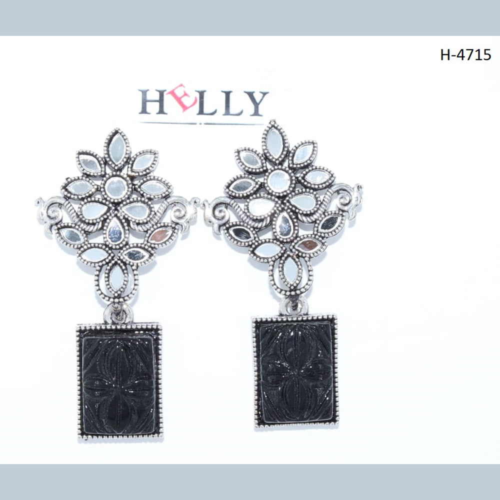 Corbeda Fashion Oxidised Plated Assorted Color Mirror Dangler Earrings