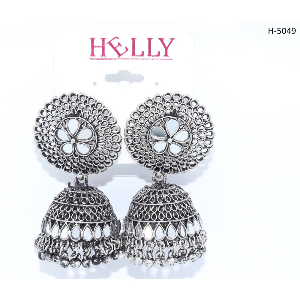 Corbeda Fashion Oxidised plated Mirror Jhumki Earrings