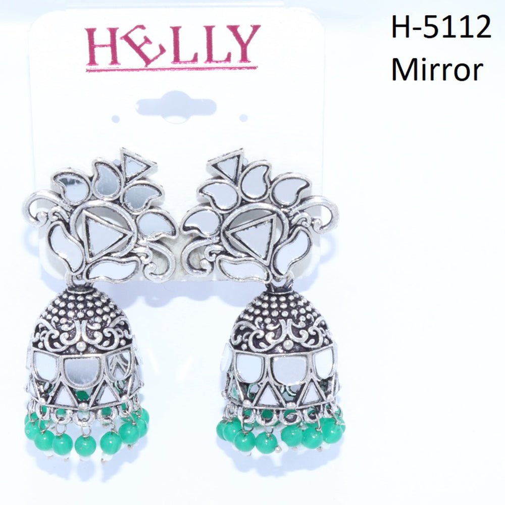 Corbeda Fashion Oxidised Plated Assorted Color Mirror Jhumki Earrings