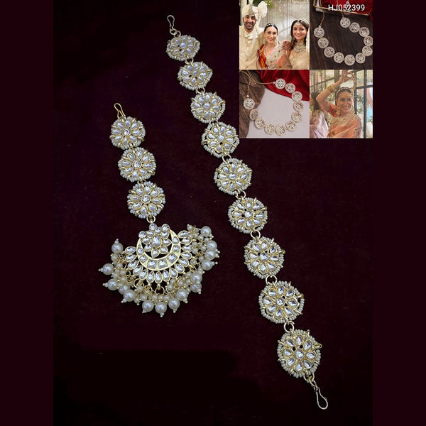 Heera Jewellers Gold Plated Kundan Sheeshphool & Maangtikka Combo